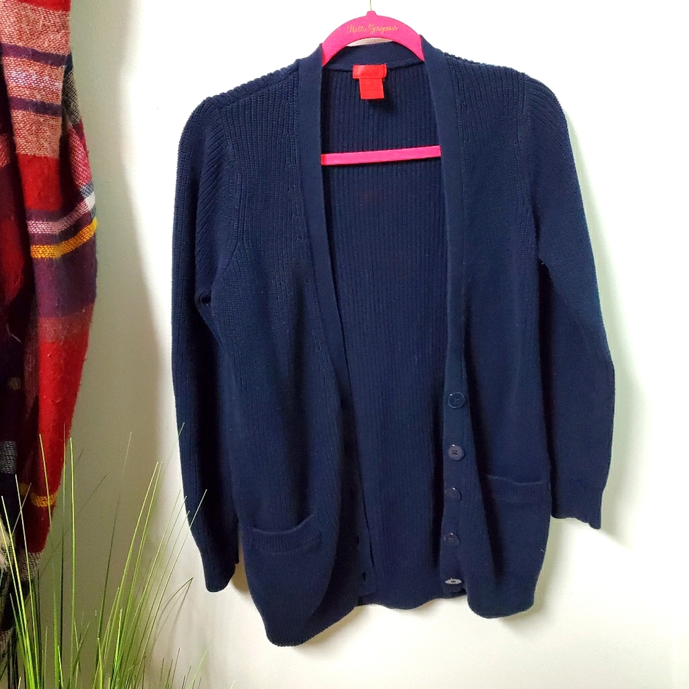 Joe Fresh Navy Blue Knit Cotton Cardigan Large
